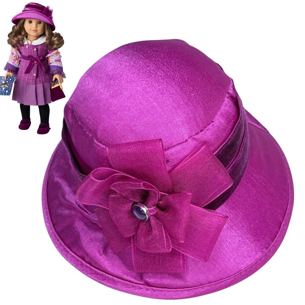 American Girl Doll Rebecca Hat Meet Accessory Purple Satin Flowers BeForever